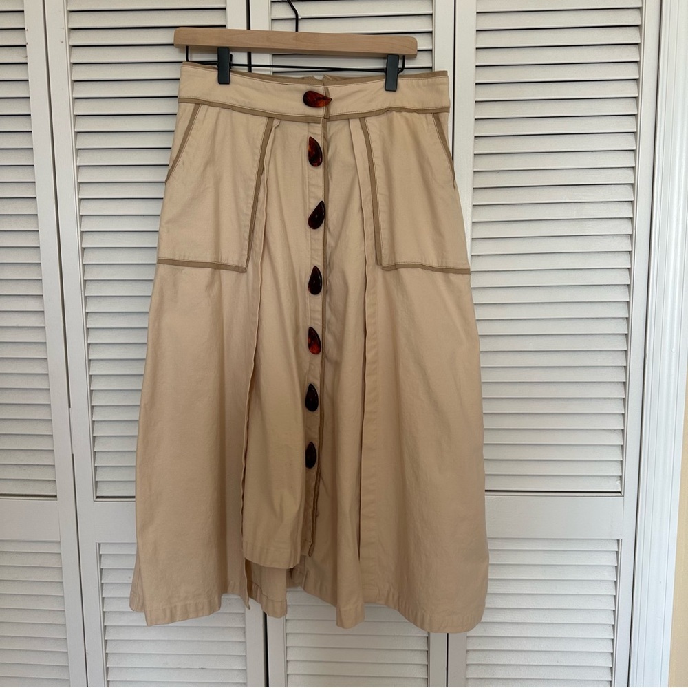 NORAH Brazilian Button Front Linen Midi Skirt Slow Fashion Women’s 6/8 - Picture 2 of 13